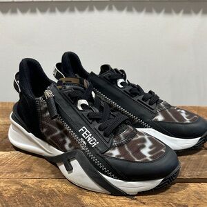 Fendi Black and Brown Patterned Sneakers